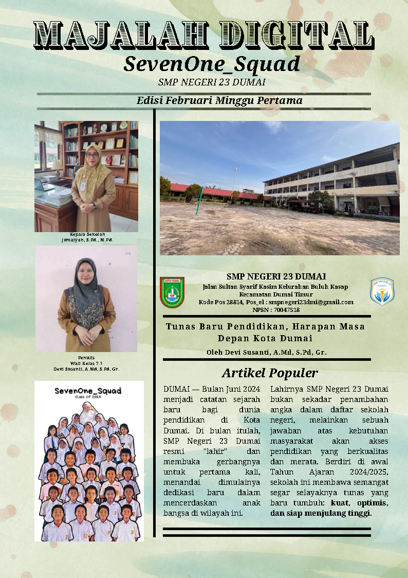 Majalah Edisi Kelas: VII.1 Seven One Squad Vol.1 - Februari